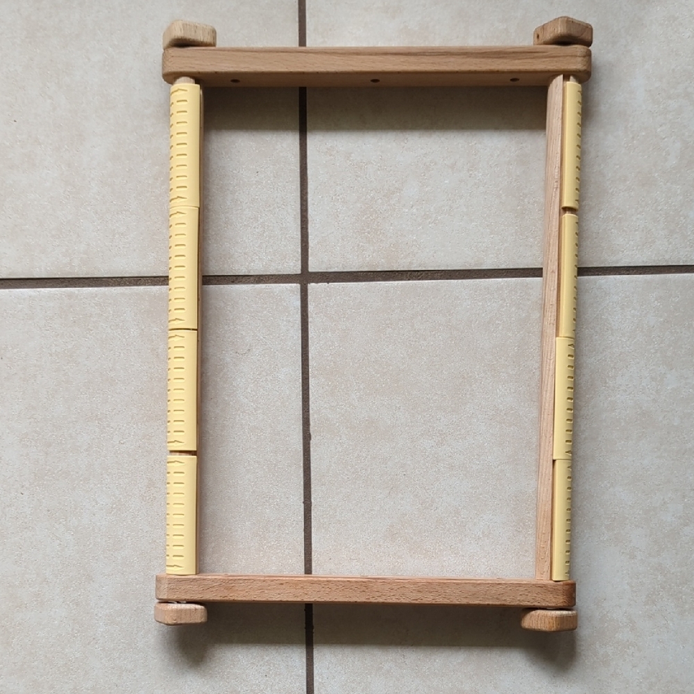 Wooden Loom Frame with Yellow Pegs